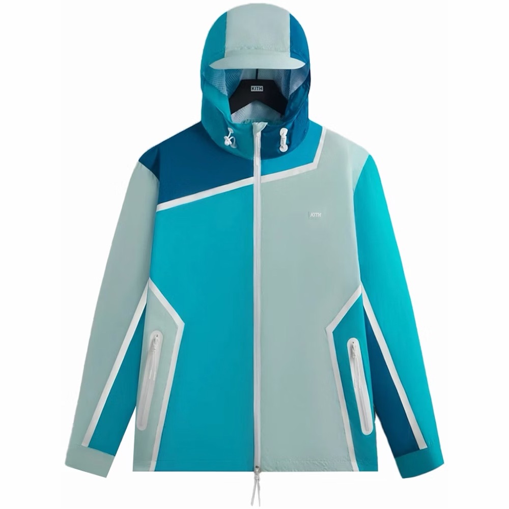 Kith Madison Fresco SS24 Teal and Blue Windbreaker with Shorts